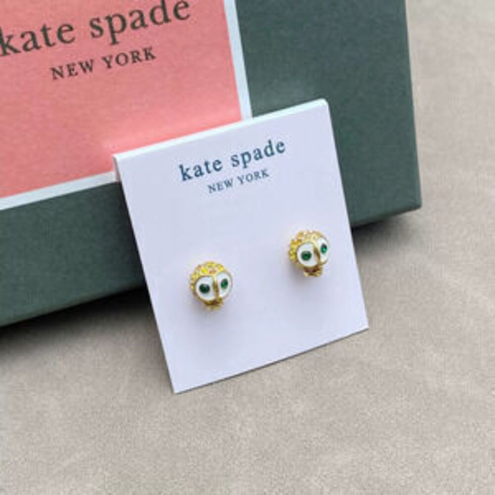kate spade Trendy Owl Earrings Enamel Hand Painted Colorful Diamond